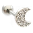 thumbnail image 1 of Moon Cubic Zirconia Design Ear Cartilage Barbell 16g Surgical Steel- Sold Each, 1 of 10