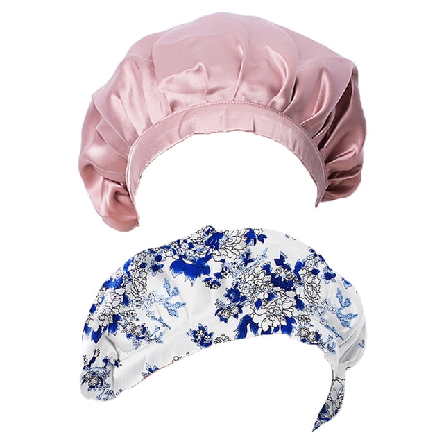 2 piezas de gorro de seda, gorro de seda para dormir por la noche, envoltura ajustable para el cabello para dormir