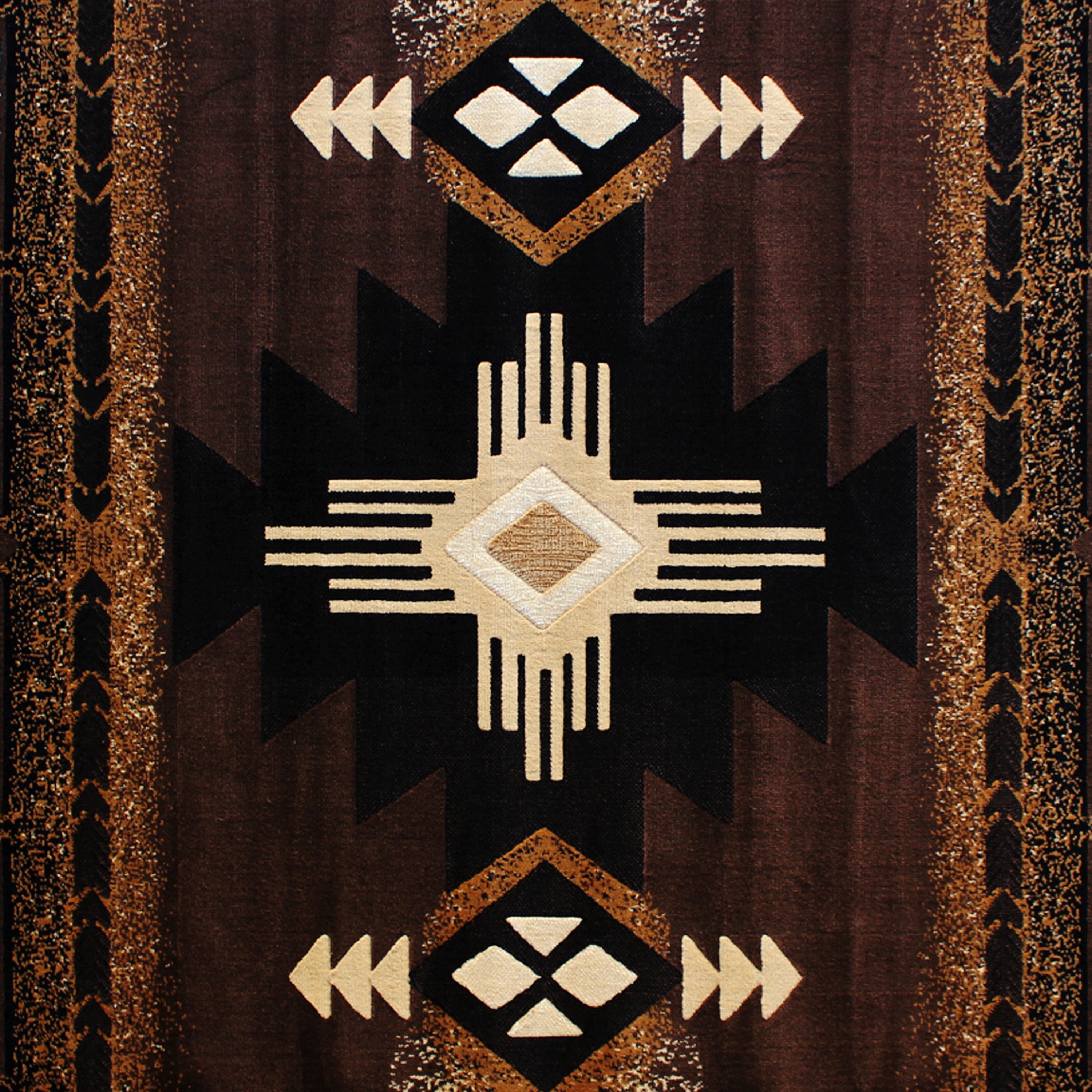 BizChair South West Native Area Rug Design C318 Chocolate (5 Feet X 7 Feet)
