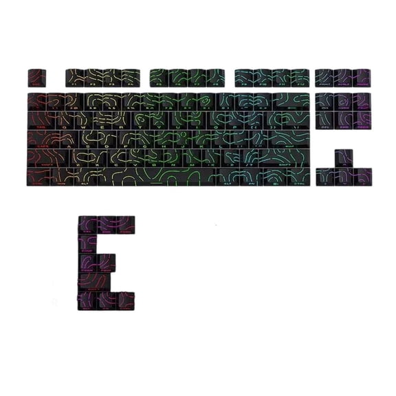 Ergonomic Side Printed Keyboards Keycaps PBT Heat Sublimated Contouring Lines Pattern for Mechanical Keyboards