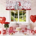 thumbnail image 4 of Valentine's Day Valance Curtain for Windows Red and Grey Gnome Roses Love Heart Wood Rod Pocket Curtain Valances Short Window Treatments Panels for Kitchen Bathroom Laundry Room Basement 56 x 16 Inch, 4 of 9
