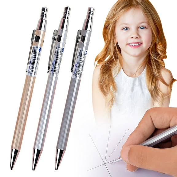 Drongq 3pcs Retractable Mechanical Pencil, 0.7mm Automatic Pencil with Clip, 5.91in L, Fits Paper, Notebooks & Journals, Smooth Writing & Unbreakable, 3 Color Barrels