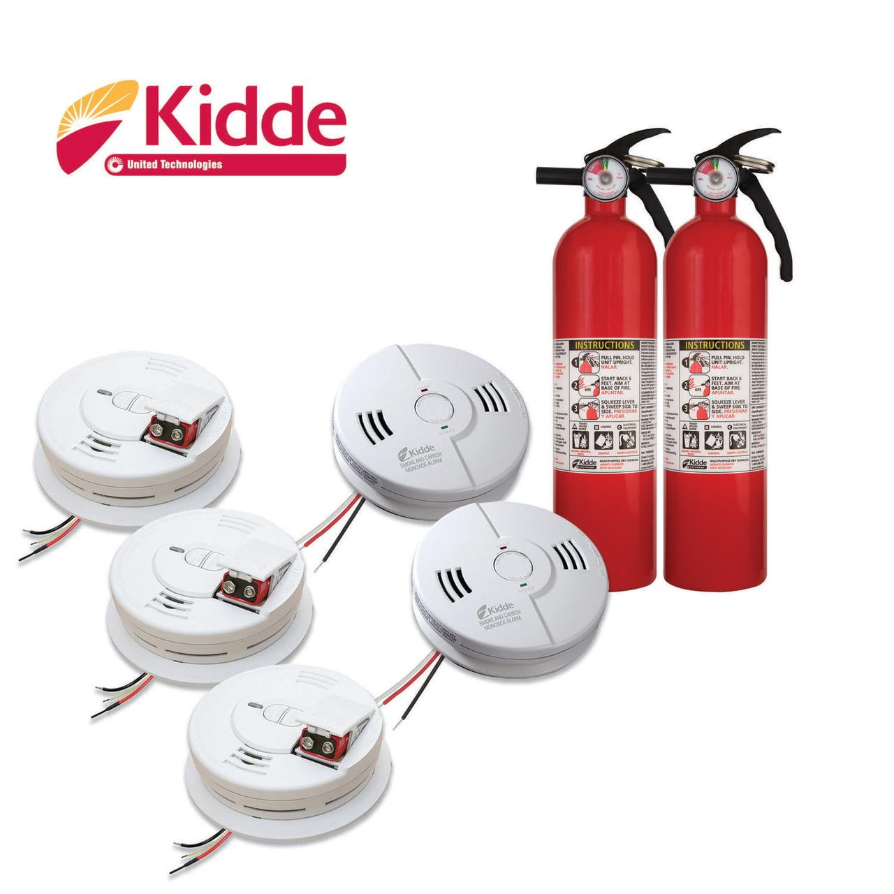 Kidde Hardwired Home Safety Kit 3 Smoke Detectors, 2 Carbon Monoxide