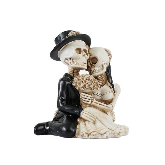 PatungKu Skeleton Couple Figurine - Romantic Gothic Decor Resin Statue for Home, Desk, Yard, Party & Day of the Dead