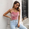 thumbnail image 4 of Camisola sin mangas con cuello en V y tirantes finos de terciopelo para mujer, 4 of 6