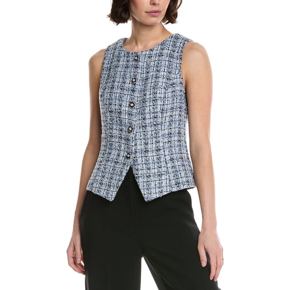 CeCe womens V-Split Vest, 2, Blue