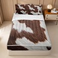 thumbnail image 2 of Erosebridal Rustic Cow Hide Print Zipper Queen Comforter Set with Fitted Sheet and 2 Pillowcases for Boys Girls, Farmhouse Theme Zipper Bedding Set, Brown Gray, Reversible, 4-Piece, 2 of 7
