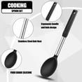 thumbnail image 4 of Large Silicone Cooking Spoons, 3 Pack Nonstick Solid Slotted and Spaghetti Spoon Set, Heat Resistan Silicone Kitchen Spoons for Cooking, Serving, Basting, Mixing, Black, 4 of 5