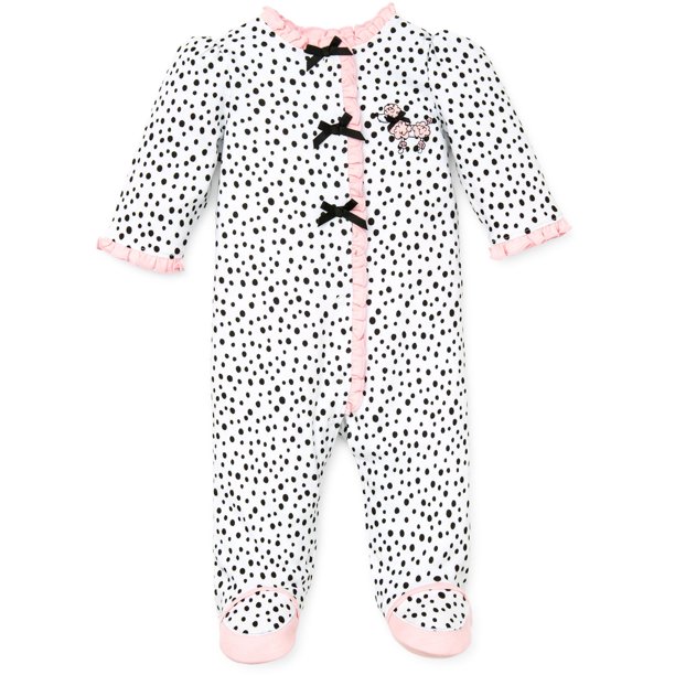 Ltm Baby Perfect Poodle Snap Front Footie Pajamas For Baby Girls Sleep N Play One Piece Romper Coverall Cotton Infant Footed Sleeper Pijamas Para Bebes Pink White Black 9 Month