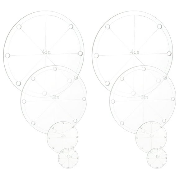 1set 8pcs 4 styles Acrylic Circular Quilting Template Cutting Guide Sewing Tools Clear 24.5~100x2.5~3mm Hole: 1.2~4.8mm 2pcs/style