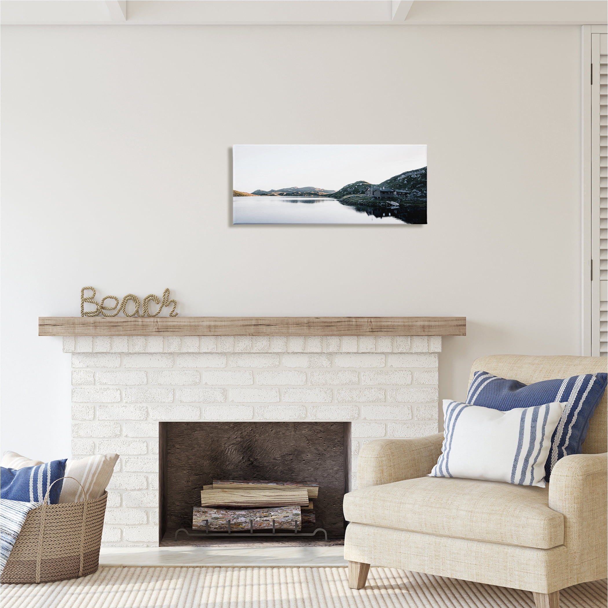 Stupell Industries Lakeside Horizon Photography Nature Photography Gallery Wrapped Canvas Print Wall Art, 30 x 13