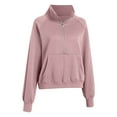 thumbnail image 5 of larppty Womens Sweatshirts Half Zip Cropped Pullover Fleece Quarter Zipper Hoodies 2078 Fall Fashion Outfits Clothes (Light Purple, M), 5 of 6