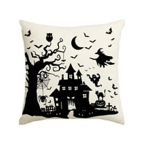 Sm:)e Jack-O'-Lantern Dead Tree Witch Castle Bat Halloween Throw Pillow Cover 18x18 Inch Decorative Outdoor Cushion Covers