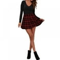 thumbnail image 5 of Women's Elastic Waist Plaid Pleated Skirt Tartan Skater School Uniform Mini Skirts, 5 of 6