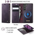 thumbnail image 3 of Flip Wallet Case For Samsung Galaxy S23,Vintage PU Leather Magnetic Folio Cover with Detachable 2 in 1 Cash & Card Holder,Kickstand - Soft inner TPU Shockproof Durable Phone Case,Purple, 3 of 13