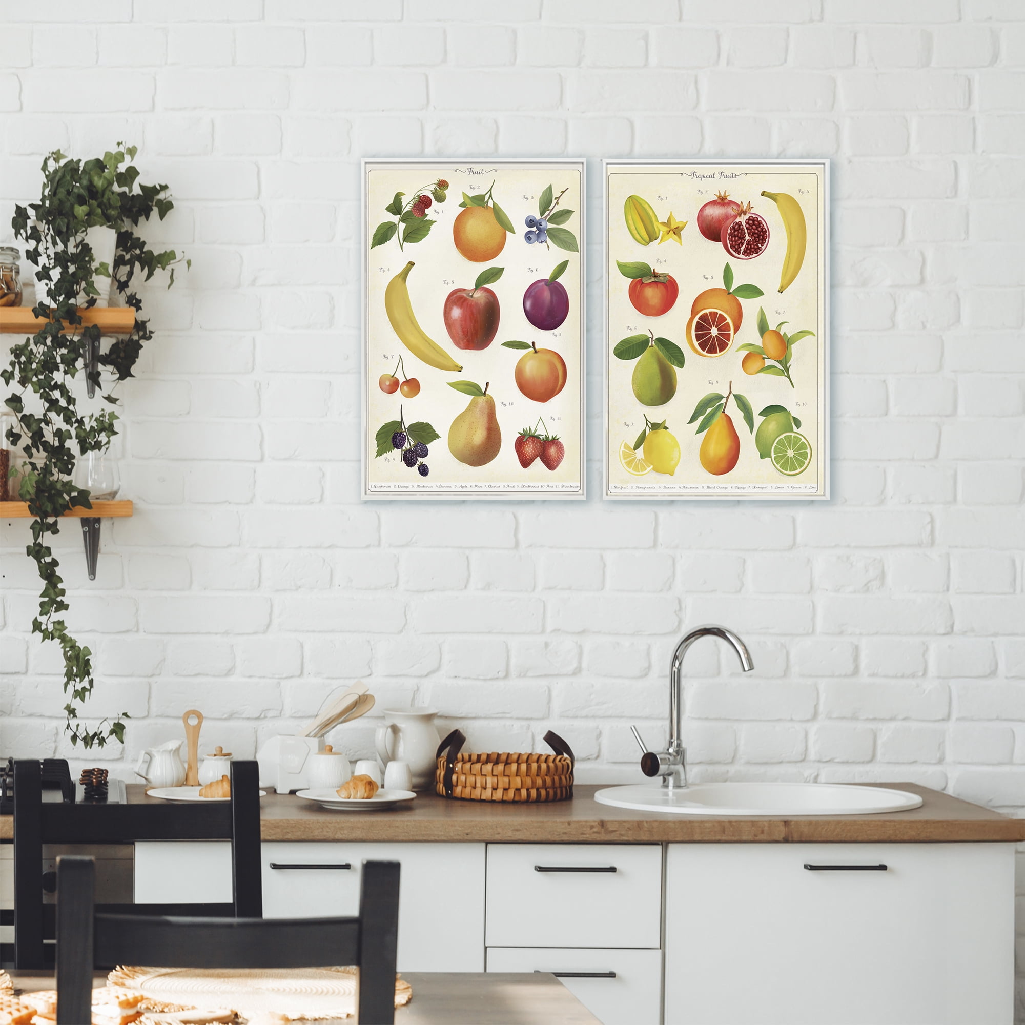 Stupell Industries Kitchen Studies Fruit 2 Piece White Framed Giclee Art Set, design by Diane Neukirch