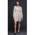 thumbnail image 4 of Bimba White Lily & Lotus Floral Button Down Midi Dress Women Tunic Long Sleeve Smocked Top-Small, 4 of 7