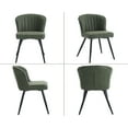 thumbnail image 3 of Guyou Leather Dining Chairs Set of 2, Modern Kitchen Chairs with Shell Back and Metal Legs, Comfy Armless Side Chairs for Living Room Dining Room Kitchen, Green, 3 of 8