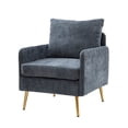 thumbnail image 2 of Accent Chair, Modern Upholstered Armchair with Metal Legs and Curved High Back Comfy Single Sofa Chair with Arms and Padded Cushion Leisure Lounge Chair Wingback Accent Chair for Living Room, Navy, 2 of 7