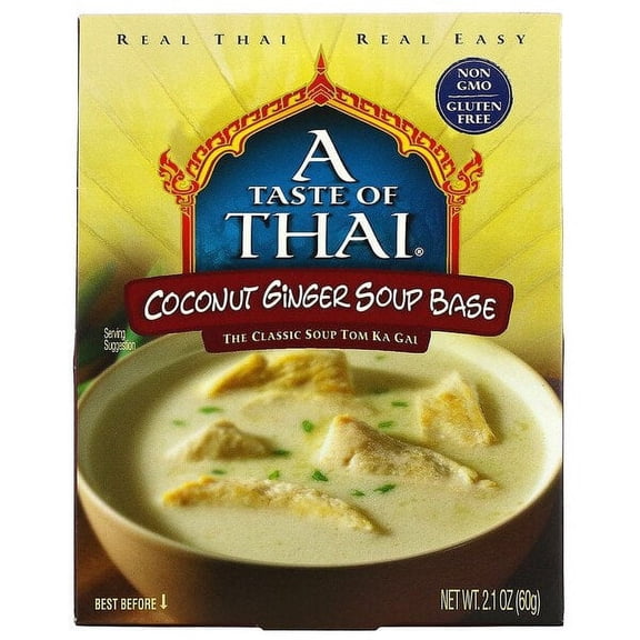 A Taste Of Thai, Coconut Ginger Soup Base, 2.1 oz (60 g) Pack of 4