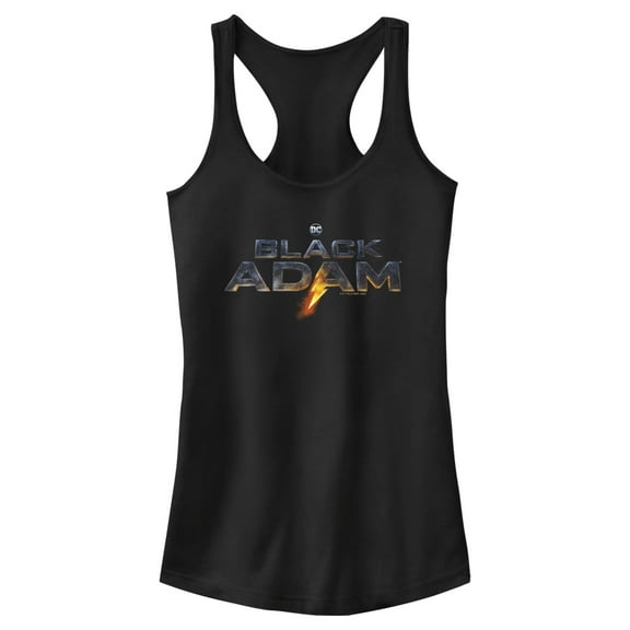 Junior's Black Adam Lightening Logo  Racerback Tank Top Black X Small