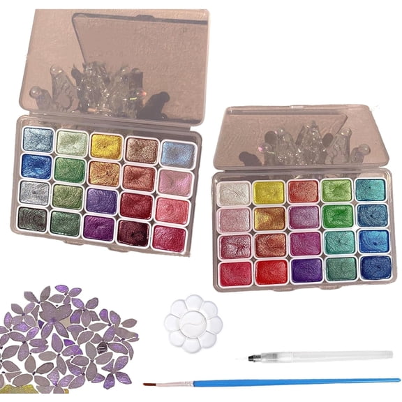 20 Colors Watercolor Painting Set, Shifting Shimmer Metallic Watercolor Paints, Glitter Paints Sest for Adults Beginners Artists (2PCS-1ml)
