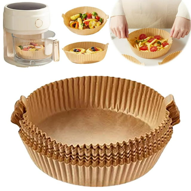 50/110pcs High-temperature Resistant Air Fryer Paper Kitchen Gadgets Round Air Fryer Liners Disposable Oil-resistant Non-stick With Handles Air Fryer Oil Absorbing Paper Airfryer