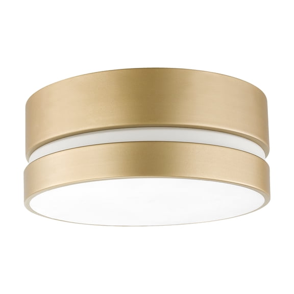 Open Box Novogratz x Globe Aurora 2-Light Soft Gold Flush Mount Ceiling Light with Inner Frosted Shade, 60754