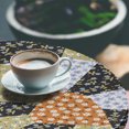 thumbnail image 3 of Ambesonne Spring Fitted Round Tablecloth, Flowers Colorful Geometric, 36"- 40" Diameter, Pale Vermilion and Khaki, 3 of 5