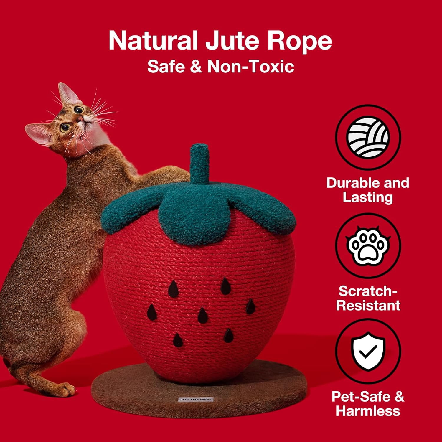 Cat Scratching Post with Jute Rope and Ball, Vertical Scratcher for Indoor Cats and Kittens