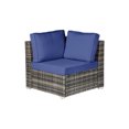 6 Piece Outdoor Wicker Sectional Seating Set, Gray/Navy