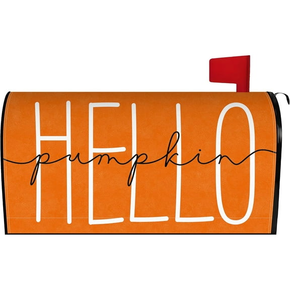 Fall Mailbox Cover 21x18 Inch, Hello Pumpkin Post Letter Box Covers, Autumn Harvest Thanksgiving Magnetic Waterproof Mail Wraps for Outdoor Yard Garden Standard Mailbox Decor