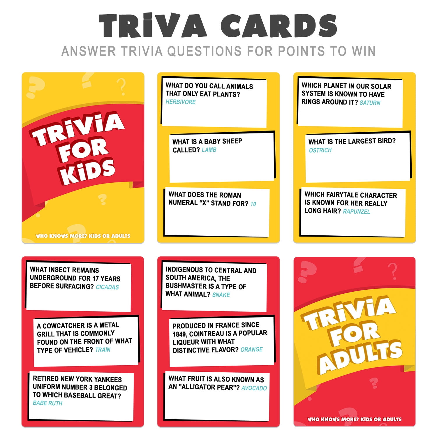 Who Knows More? Kids or Adults - the Ultimate Trivia Game for Kids, Teens and Adults