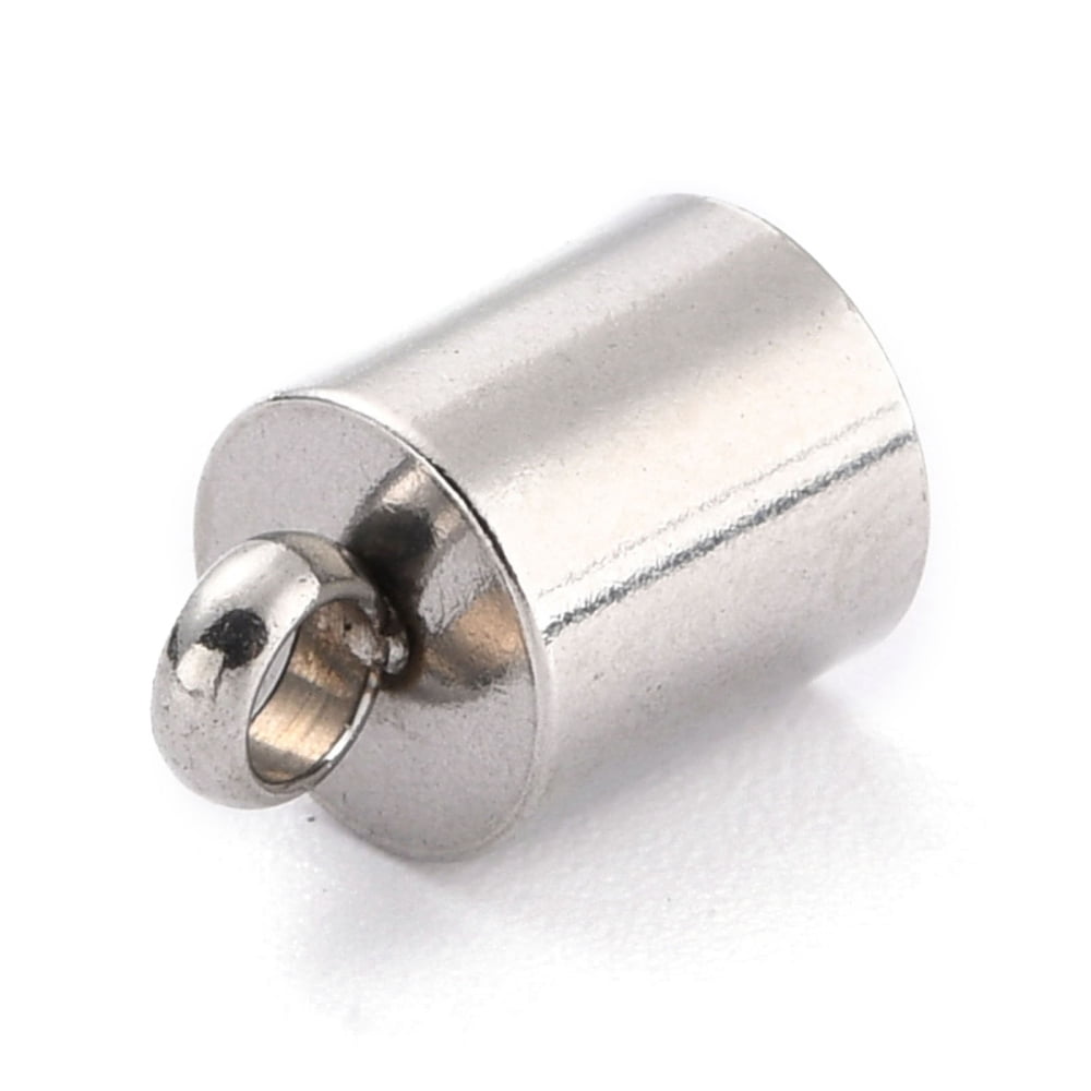 200 pc Resistant 304 Stainless Steel Cord Ends End Caps Stainless Steel Color 11x7mm Hole: 2.5mm Inner Diameter: 6mm