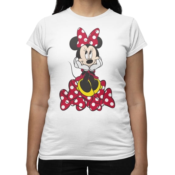 Disney Minnie Mouse Women's Happy Pile Of Bows T-Shirt (Bright White, S-XXL)