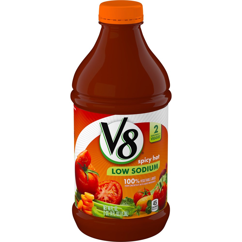 V8 Low Sodium Spicy Hot 100 Vegetable Juice, 46 oz. Bottle Walmart