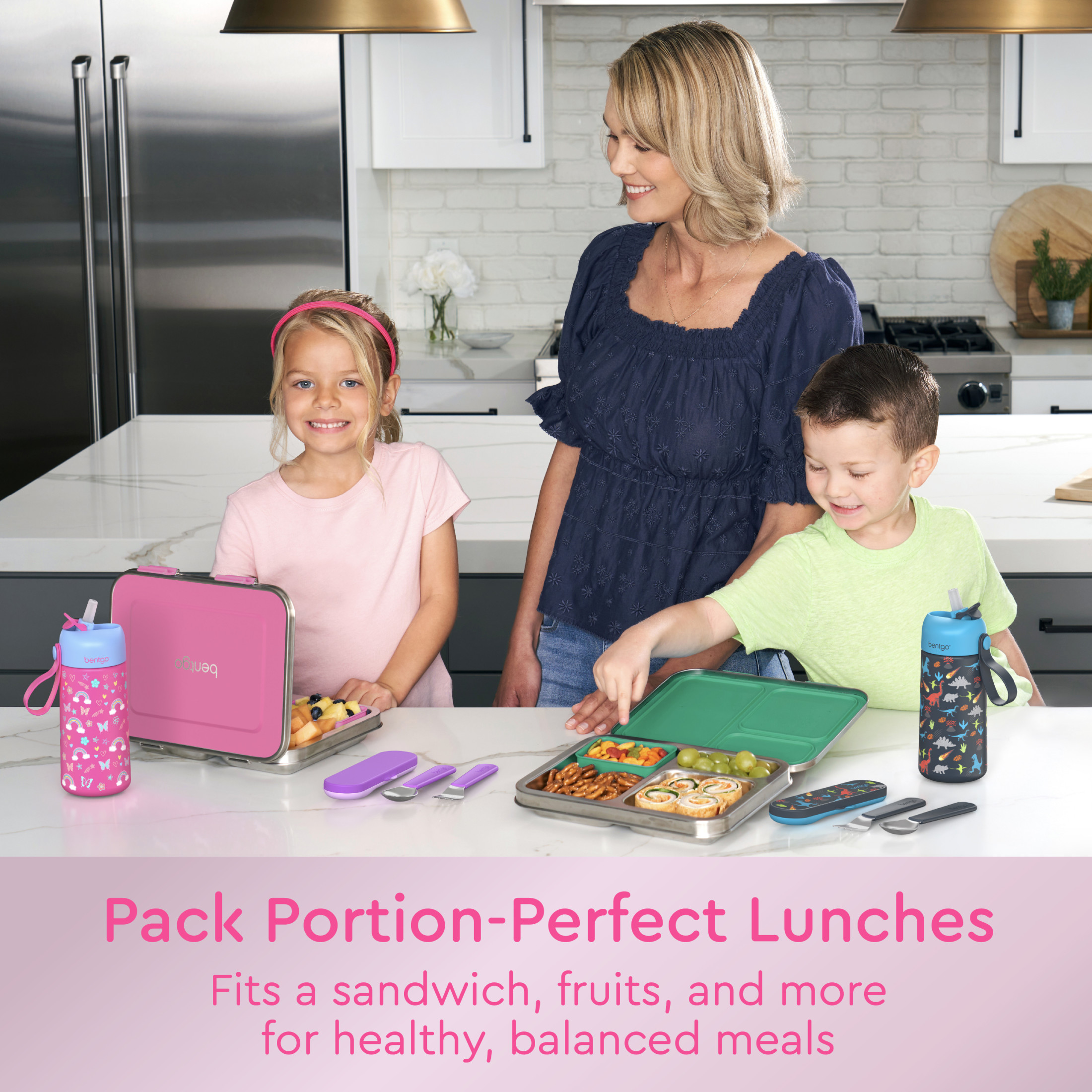 Bentgo Kids Stainless Steel Lunch Box - Fuchsia photo 4