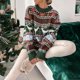 thumbnail image 4 of Femmes Tricots Chandail Coupe Ample Flocon De Neige Motif Cerf À Manches Longues Tenue Quotidienne FLhrweasw Nuevo, 4 of 7