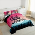 thumbnail image 3 of jejeloiu Camper Adventure Full Size Comforter Sets,Happy Camping Bedding Comforter Set,Pink Teal Black Bedding Sets For Girls,Breathable Home Decor Reversible,3 Pieces, 3 of 8