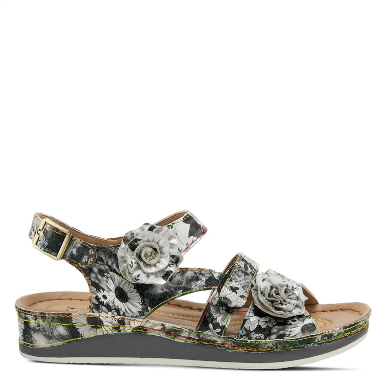 Spring Step L'Artiste Women's Joelina-Dazi Ankle Strap Sandal - Hand-Painted Floral Leather Sandals