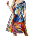 thumbnail image 2 of Vestido azul de manga corta Dodger Blue Crew, vestido de noche, ropa de verano para mujer, novedades., 2 of 7