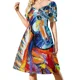 thumbnail image 1 of Vestido elegante de verano para mujer con mangas cortas y diseño de caballo mágico, 1 of 7
