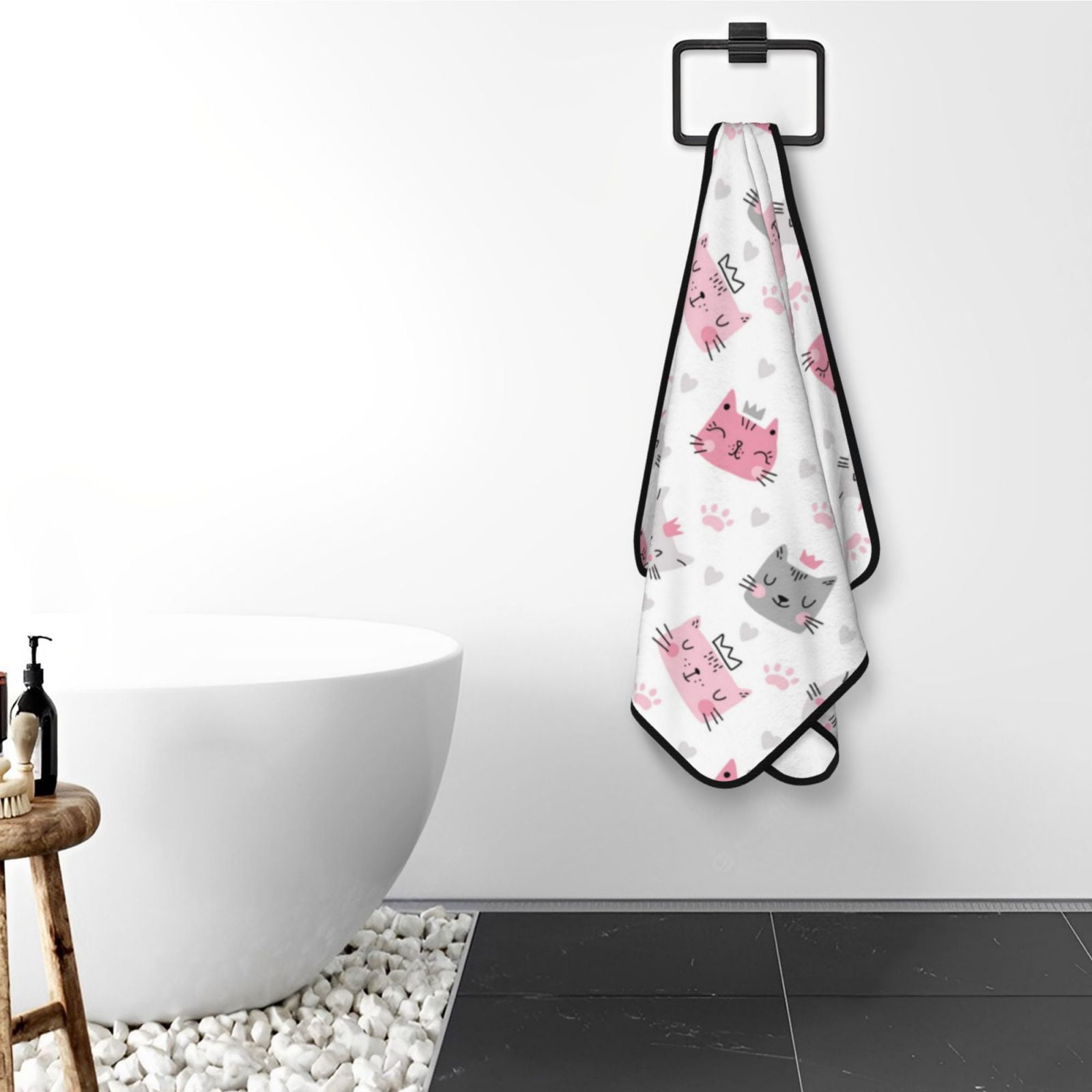 Cotton Bath Towels for Bathroom - Classic Cartoon Cute Cat Face Microfiber Quick Dry Towels for Body Bath Sheets, Personalized Beach Towel, Soft Shower Towels for Travel Home Beach 27*55in