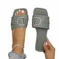 thumbnail image 4 of DIVVce Rhinestone Buckle Slide Mules For Women Square Toe Comfort Slip On Casual Dress Footwear, 4 of 8