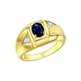 thumbnail image 4 of Rylos  Yellow Gold Plated Silver Classic 6X4MM Oval Sapphire & Sparkling Diamond Ring - Birthstone Jewelry for Men -Size 8, 4 of 8