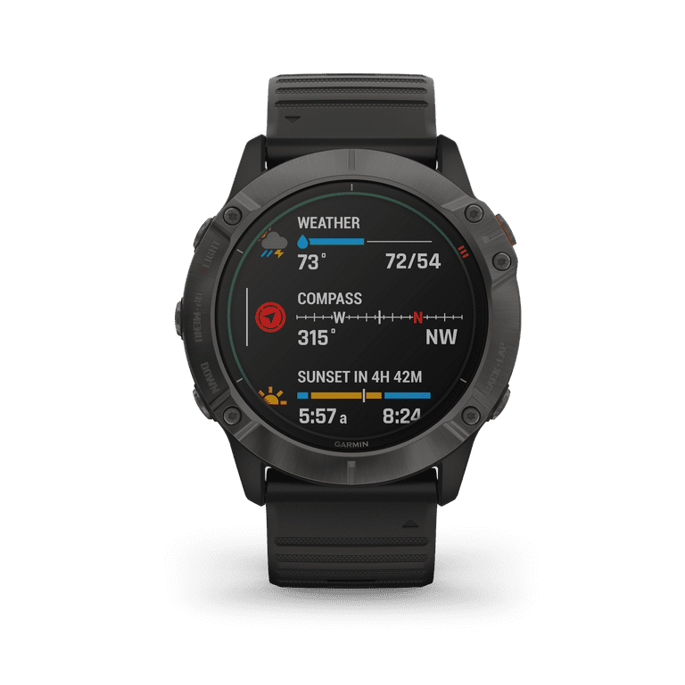 Free Shipping Garmin f nix 6X Pro Solar Titanium Carbon Gray DLC with Black Band Walmart