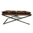 thumbnail image 2 of Modern Black Iron X Leg Wood Tray Coffee Table, 2 of 6