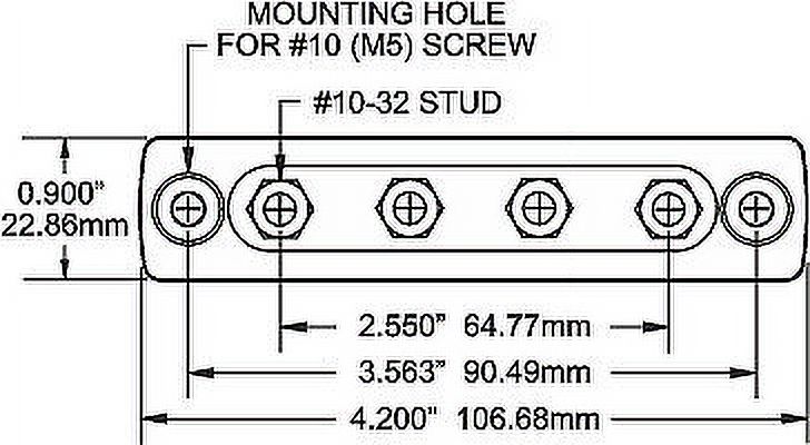 Blue Sea Systems 2305 Minibus 4X10-24 Stud Common, 4 Gang