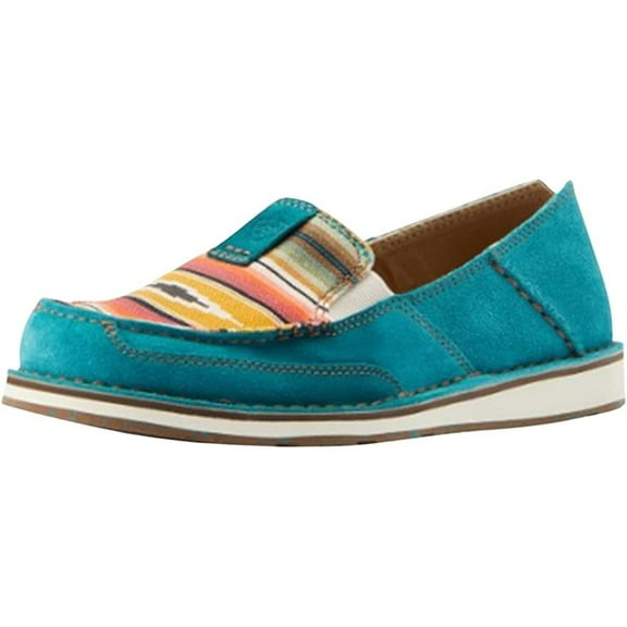 ARIAT Women's Cruiser Boat Shoe, Teal Suede/Turq Serape, 9 9