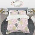 thumbnail image 2 of Designart 'Golden Pineapple Pink Leaves' Mid-Century Modern Duvet Cover Set, 2 of 4
